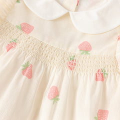 Dave&Bella Girls Summer Cotton Strawberry Print Sleeveless T-shirt Short Pant Set