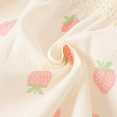 Dave&Bella Girls Summer Cotton Strawberry Print Sleeveless T-shirt Short Pant Set