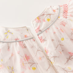 Dave&Bella Girls Summer Sweet Pink Floral Print Mesh Princess Dress (wallet bag)