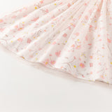 Dave&Bella Toddler Girls Summer Sweet Pink Floral Print Mesh Princess Dress (wallet bag)