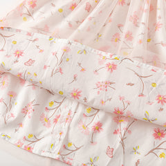 Dave&Bella Girls Summer Sweet Pink Floral Print Mesh Princess Dress (wallet bag)