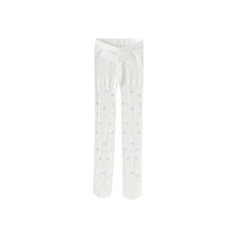 Dave&Bella Girls Summer Butterfly Print White Footed Tights Leggings