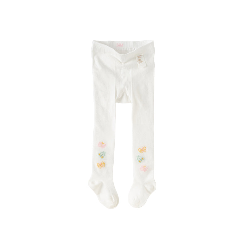 Dave&Bella Girls Summer White/Pink/Beige Thin Footed Tights Leggings