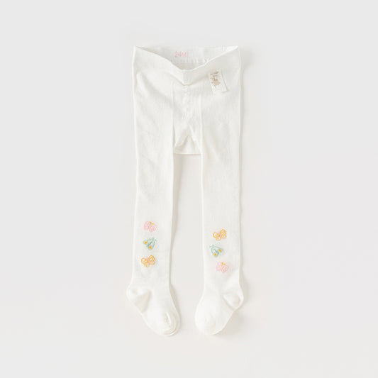 Dave&Bella Girls Summer White/Pink/Beige Thin Footed Tights Leggings