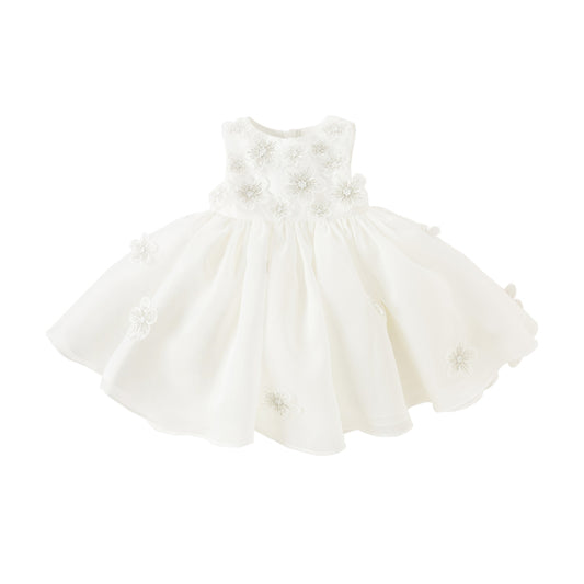 Dave&Bella Toddler Girls Summer Gentle White A-line Special Occasion Mesh Princess Dress