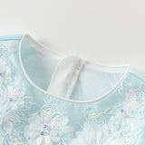 Dave&Bella Toddler Girls Summer Elegant Blue Flutter Sleeve Luxury Tutu Party Tulle Dress