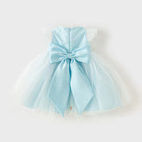 Dave&Bella Toddler Girls Summer Elegant Blue Flutter Sleeve Luxury Tutu Party Tulle Dress