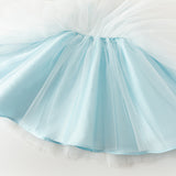 Dave&Bella Toddler Girls Summer Elegant Blue Flutter Sleeve Luxury Tutu Party Tulle Dress