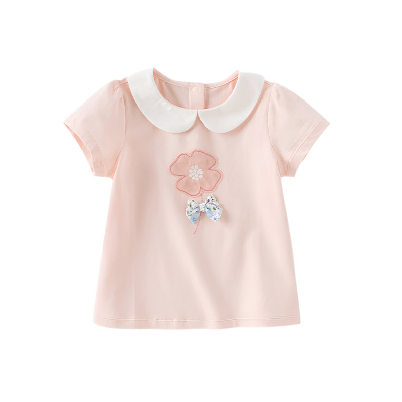 Dave&Bella Girls Summer Flower Cotton T-Shirt Tops