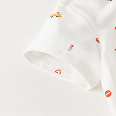 Dave&Bella Toddler Boy Summer Cotton Car Print Polos