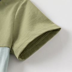 Dave&Bella Toddler Boys Summer Grass Green Cotton Soft College-style Polos