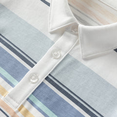 Dave&Bella Boys Summer Cotton Blue Striped Polo T-shirt Short Pant Set