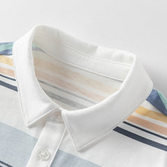 Dave&Bella Boys Summer Cotton Blue Striped Polo T-shirt Short Pant Set