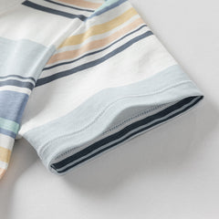 Dave&Bella Boys Summer Cotton Blue Striped Polo T-shirt Short Pant Set