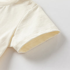 Dave&Bella Boys Summer Cotton Car Print Beige T-shirt Short Pants Set