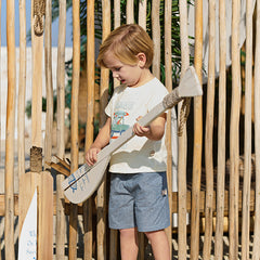 Dave&Bella Boys Summer Cotton Car Print Beige T-shirt Short Pants Set