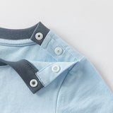 Dave&Bella Toddler Boys Summer Sea Blue Cartoon Print Cotton Casual T-shirt Tops