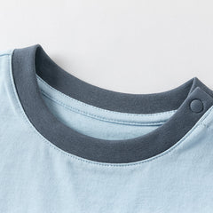 Dave&Bella Toddler Boys Summer Sea Blue Cartoon Print Cotton Casual T-shirt Tops