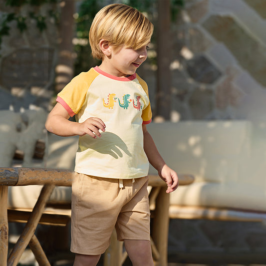 Dave&Bella Boys Summer Cotton Yellow T-shirt Short Pant Set