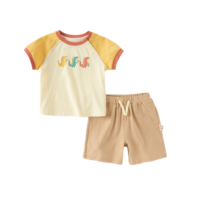 Dave&Bella Boys Summer Cotton Yellow T-shirt Short Pant Set