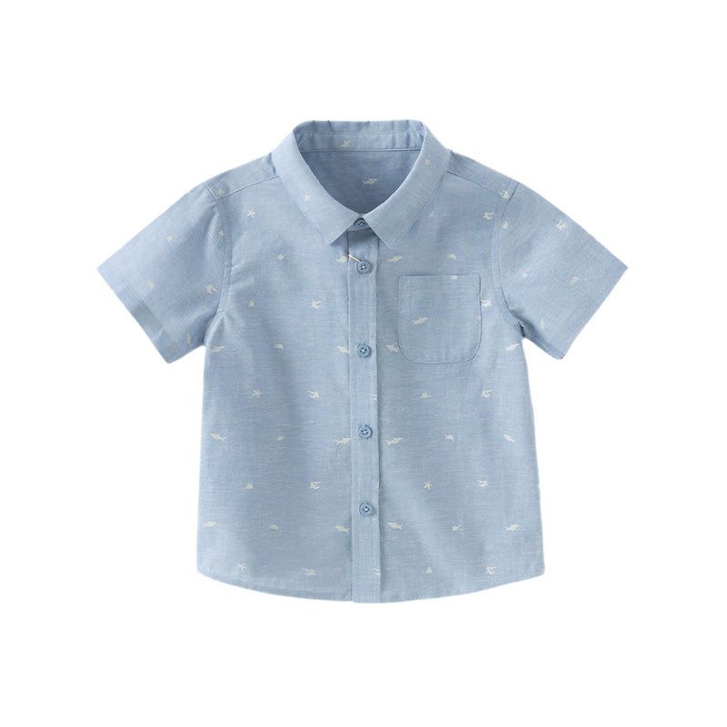 Dave&Bella Boys Sunmmer Grey Blue Linen Thin Shirt