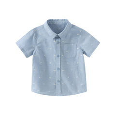 Dave&Bella Boys Sunmmer Grey Blue Linen Thin Shirt