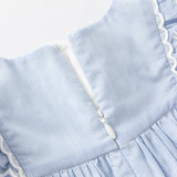Dave&Bella Girls Summer Cotton Light Blue Flutter Sleeve Graceful Party Dress