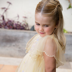 Dave&Bella Girls Toddler Summer Yellow Mesh Princess Dress