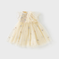 Dave&Bella Girls Toddler Summer Yellow Mesh Princess Dress