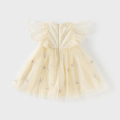 Dave&Bella Girls Toddler Summer Yellow Mesh Princess Dress
