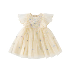 Dave&Bella Girls Toddler Summer Yellow Mesh Princess Dress