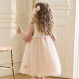 Dave&Bella Girls Summer Light Pink Floral Mesh Princess Dress