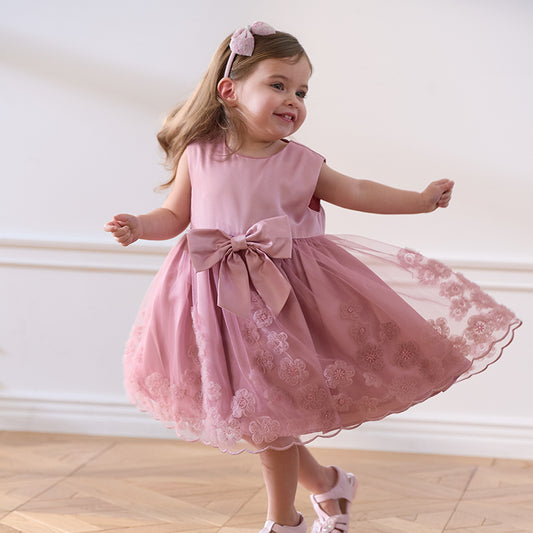Dave&Bella Girls Summer Sleeveless Purple Pink Birthday Mesh Dress