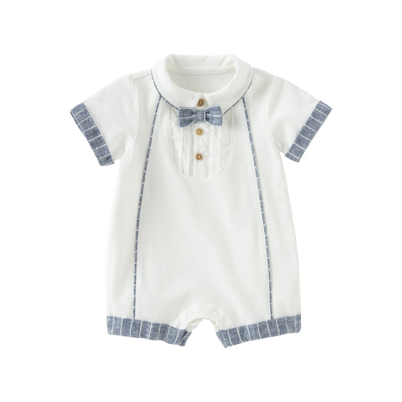 Dave&Bella Baby Boys Summer Casual White Indoor Comfortable Rompers