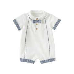 Dave&Bella Baby Boys Summer Casual White Indoor Comfortable Rompers