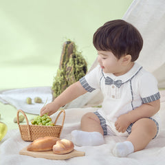 Dave&Bella Baby Boys Summer Casual White Indoor Comfortable Rompers