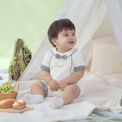 Dave&Bella Baby Boys Summer Casual White Indoor Comfortable Rompers