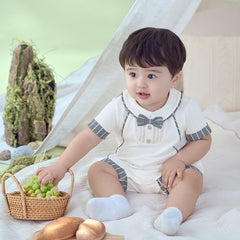 Dave&Bella Baby Boys Summer Casual White Indoor Comfortable Rompers