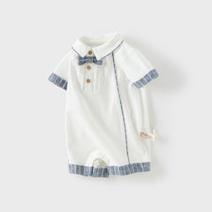 Dave&Bella Baby Boys Summer Casual White Indoor Comfortable Rompers