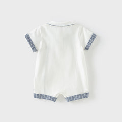 Dave&Bella Baby Boys Summer Casual White Indoor Comfortable Rompers