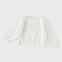 Dave&Bella Kids Girls Summer Sweet Light Purple/White Soft Cotton Lightweight Cardigans