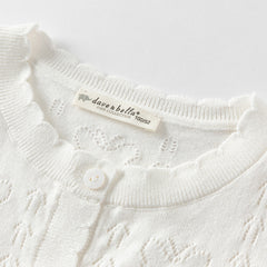 Dave&Bella Kids Girls Summer Sweet Light Purple/White Soft Cotton Lightweight Cardigans