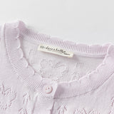 Dave&Bella Kids Girls Summer Sweet Light Purple/White Soft Cotton Lightweight Cardigans