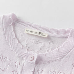 Dave&Bella Kids Girls Summer Sweet Light Purple/White Soft Cotton Lightweight Cardigans