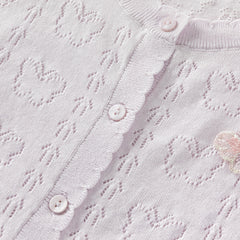 Dave&Bella Kids Girls Summer Sweet Light Purple/White Soft Cotton Lightweight Cardigans