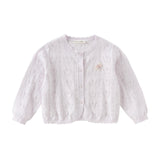 Dave&Bella Kids Girls Summer Sweet Light Purple/White Soft Cotton Lightweight Cardigans