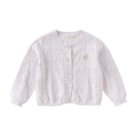 Dave&Bella Kids Girls Summer Sweet Light Purple/White Soft Cotton Lightweight Cardigans