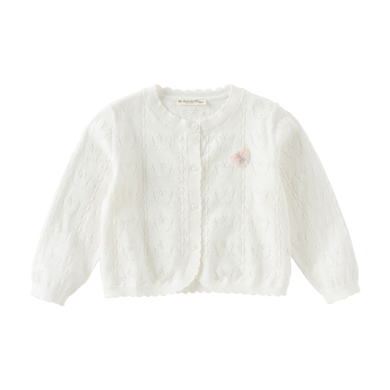Dave&Bella Kids Girls Summer Sweet Light Purple/White Soft Cotton Lightweight Cardigans