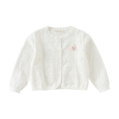 Dave&Bella Kids Girls Summer Sweet Light Purple/White Soft Cotton Lightweight Cardigans