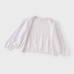 Dave&Bella Kids Girls Summer Sweet Light Purple/White Soft Cotton Lightweight Cardigans